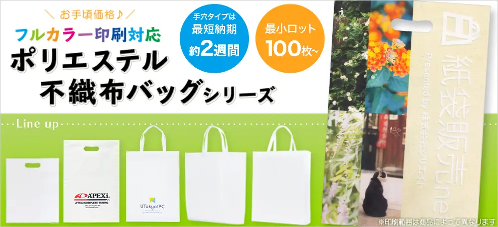 ポリエステル不織布バッグ フルカラー印刷対応